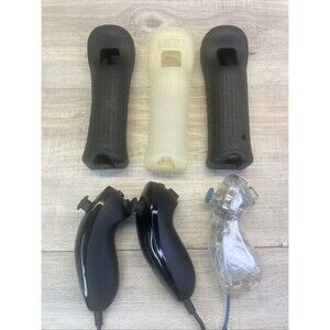 Nintendo Wii Nunchuck Black Set Of 2 One Clear Nunchuck Remote Covers Not Tested